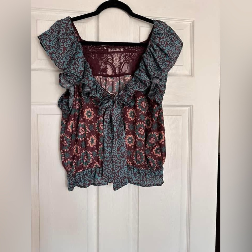 NWT Porridge Anthropologie Gathered Lace Blouse Sz Small - Picture 5 of 5